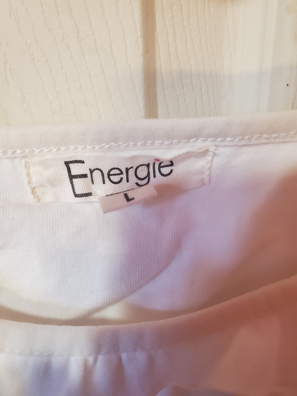 Energie White Ruffle Top. Large. - Picture 3 of 8
